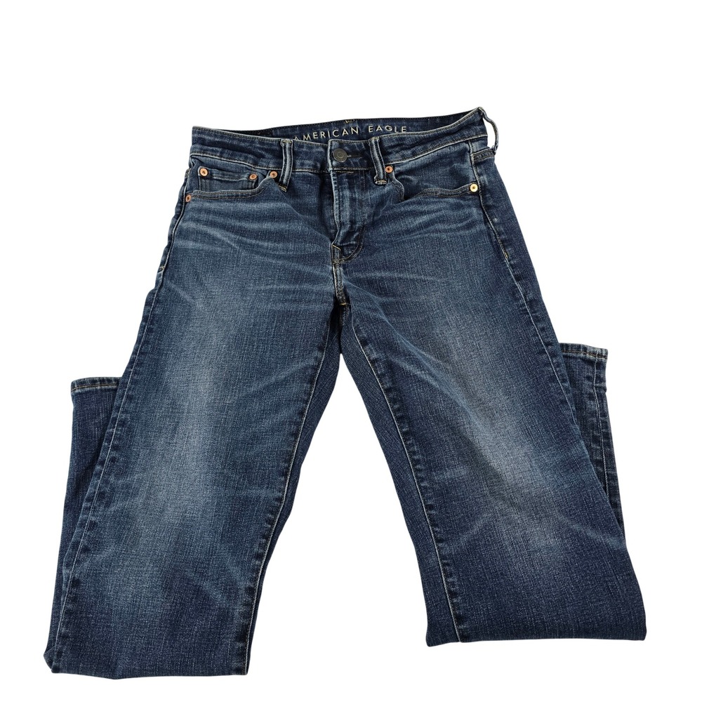 American Eagle Original Straight Jeans Mens 30x30 Dark Wash Blue Denim 13604